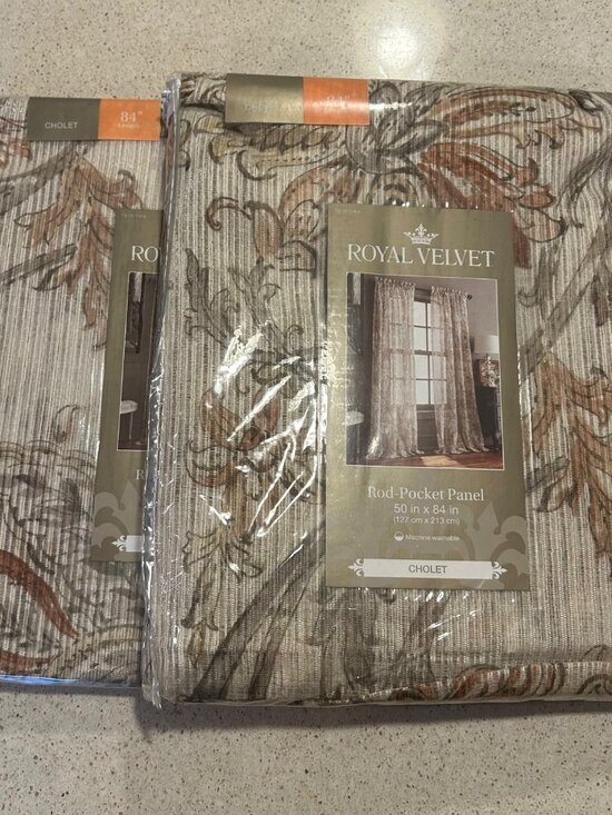 Royal Velvet Other - "Royal Velvet Cholet Curtain Set 2 Rod Pocket Panels Floral Beige Rust 50"x 84"
